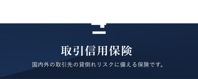 取引信用保険　国内外の取引先の貸倒れリスクに備える保険です。
