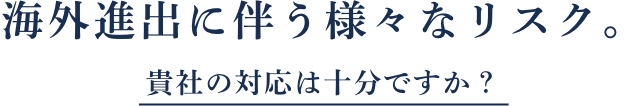 海外進出に伴う様々なリスク。貴社の対応は十分ですか？